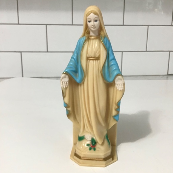 VTG 1960s Madonna plastic planter Virgin Mary Small Vase Religious Hong Kong - Picture 2 of 7
